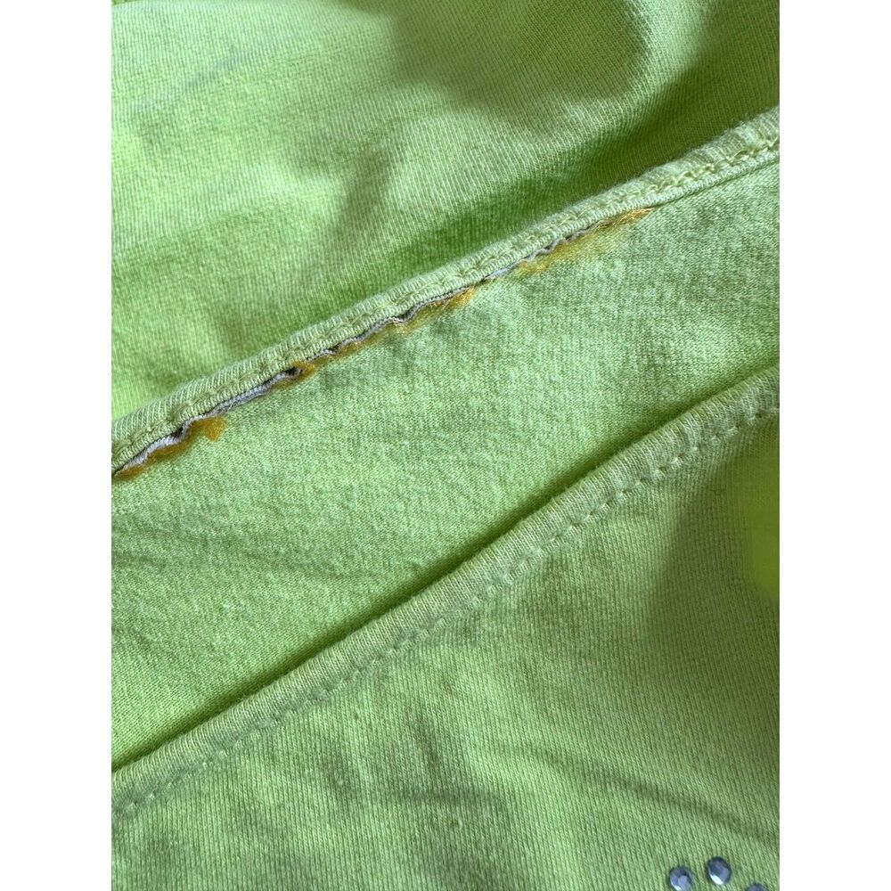 Vintage Y2k Lime Green Rhinestone Frog Baby Tee Tank Top size XS - Picture 6 of 6